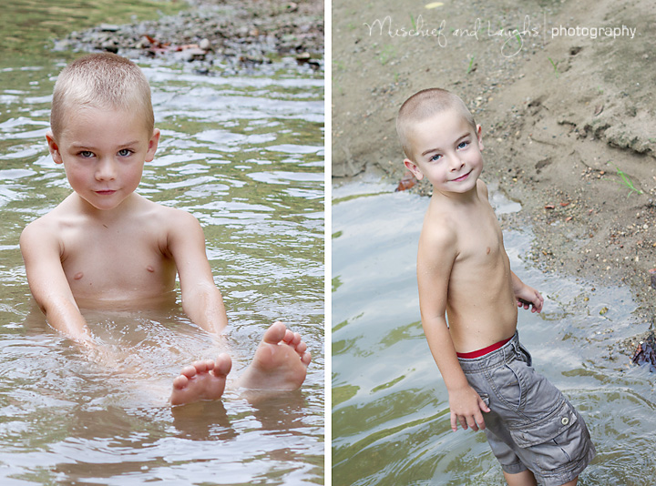 kids swimming in the creek