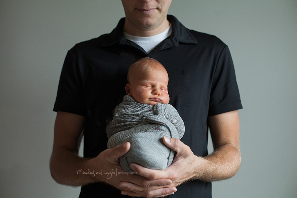 Dad and Newborn, Rochester Newborn Photographer, Mischief and Laughs Photography