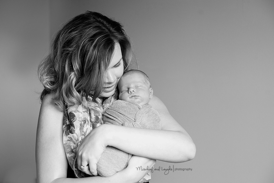 Mom and Newborn, Rochester Newborn Photographer, Mischief and Laughs Photography