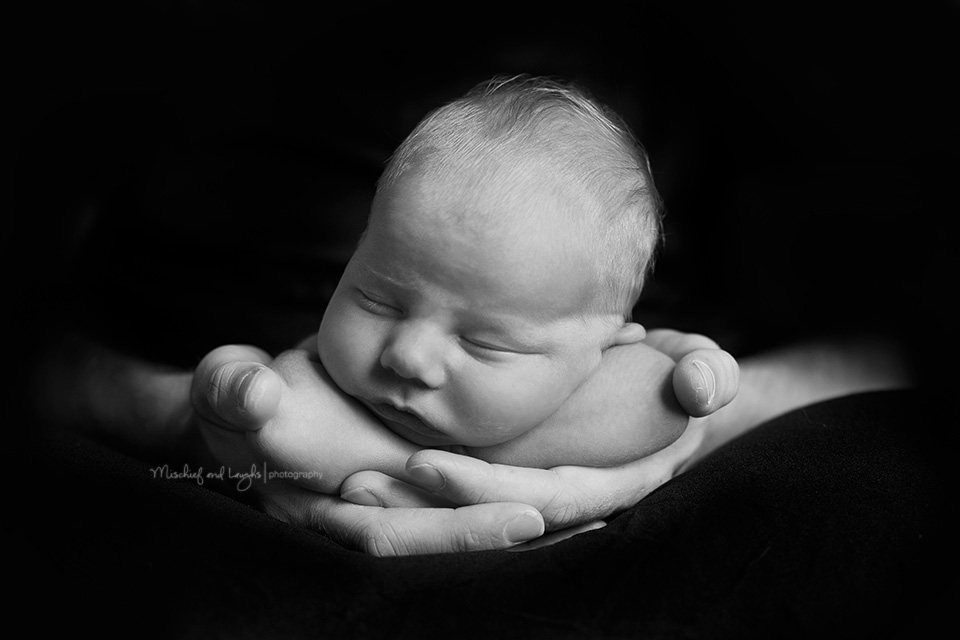Dad and Newborn, Rochester Newborn Photographer, Mischief and Laughs Photography
