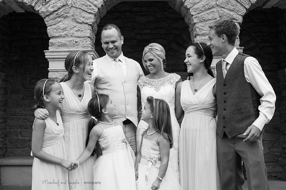 Family portraits at a wedding, Rochester Wedding Photographer, Mischief and Laughs