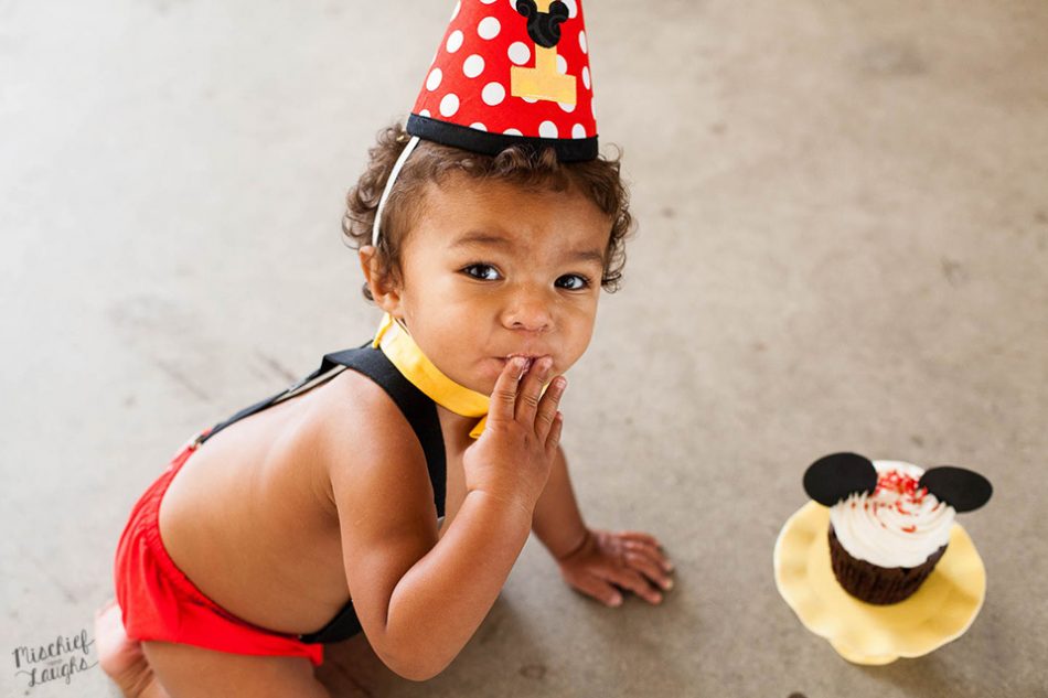 Mickey Mouse Cake Smash, Rochester NY Photographer, Mischief and Laughs Photography