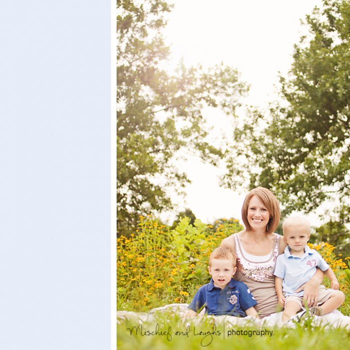 Mom takes as beautiful sunlit portrait with her boys
