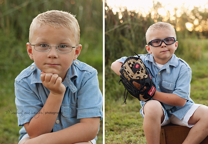 boy's five year pictures with baseball glove