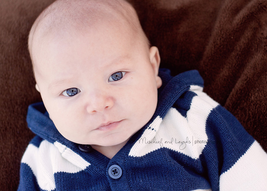 3 month old baby with beautiful blue eyes