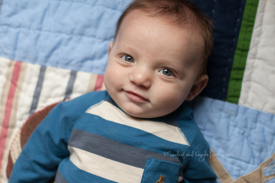 3 Month Old Baby Pictures, Mischief and Laughs Photography Cincinnati OH