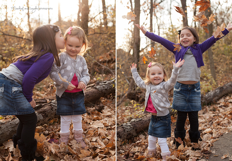 Children throwing leaves, Mischief and Laughs Photography, Cincinnati #child #photography
