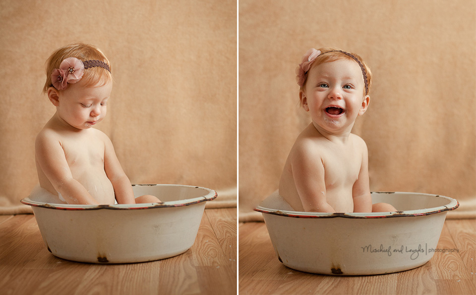 Baby pictures in a bubble bath, Mischief and Laughs, Cincinnati OH