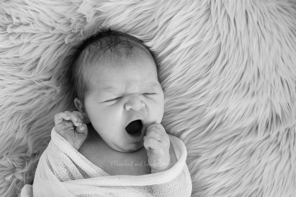 Yawning baby, Mischief and Laughs Photography, Cincinnati OH
