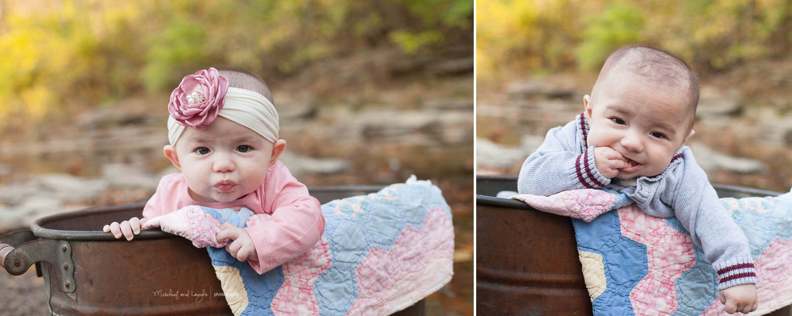 4 month old twins, Canandaigua family photographer, Mischief and Laughs