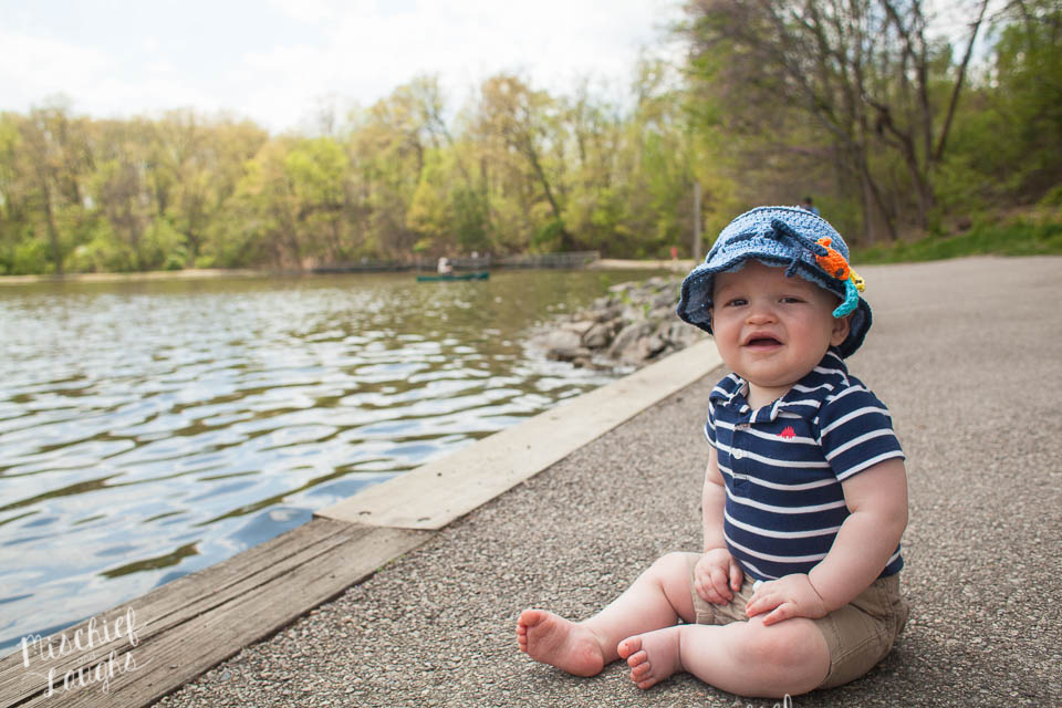 Baby on boat dock, Canandaigua NY Photographer, Mischief and Laughs