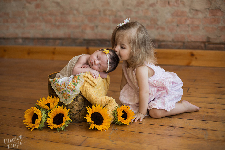 Sunflower Newborn Session, Rochester Newborn Photographer, Mischief and Laughs Photography