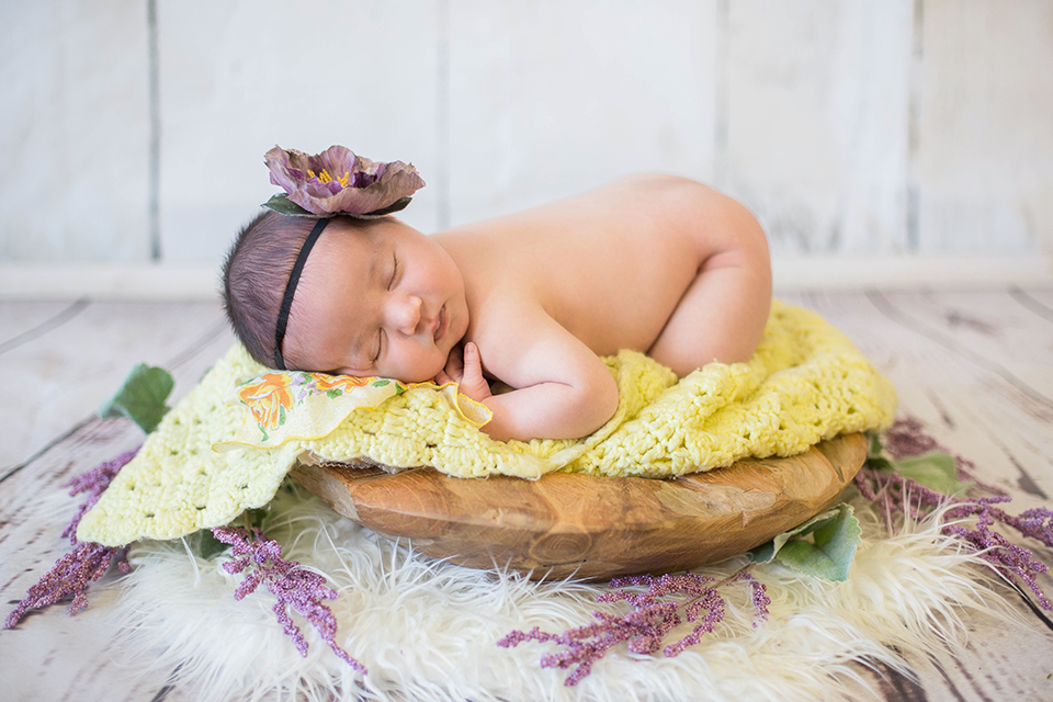 newborn baby on wooden bowl prop photos, Rochester Newborn Photographer, Mischief and Laughs Photography