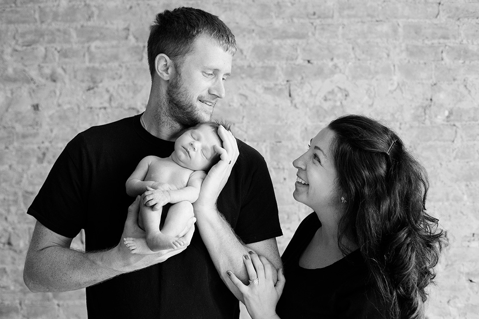Newborn with parents, Rochester Newborn Photographer, Mischief and Laughs Photography