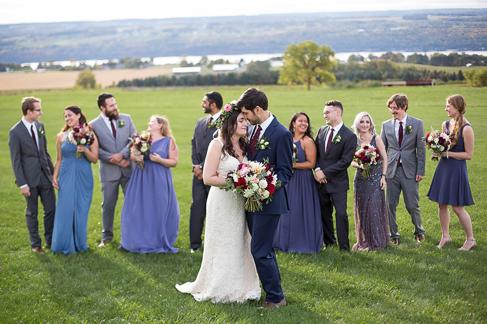 Wedding Party overlooking the Seneca Lake, Logan Ridge Estates Wedding, Finger Lakes Photographer