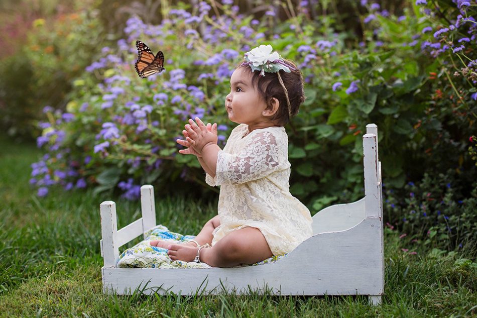 Baby picture with butterfly, Cincinnati first birthday photographer