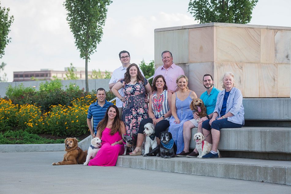 extended family pictures with dogs, Blue Ash Summit Park in Cincinnati OH