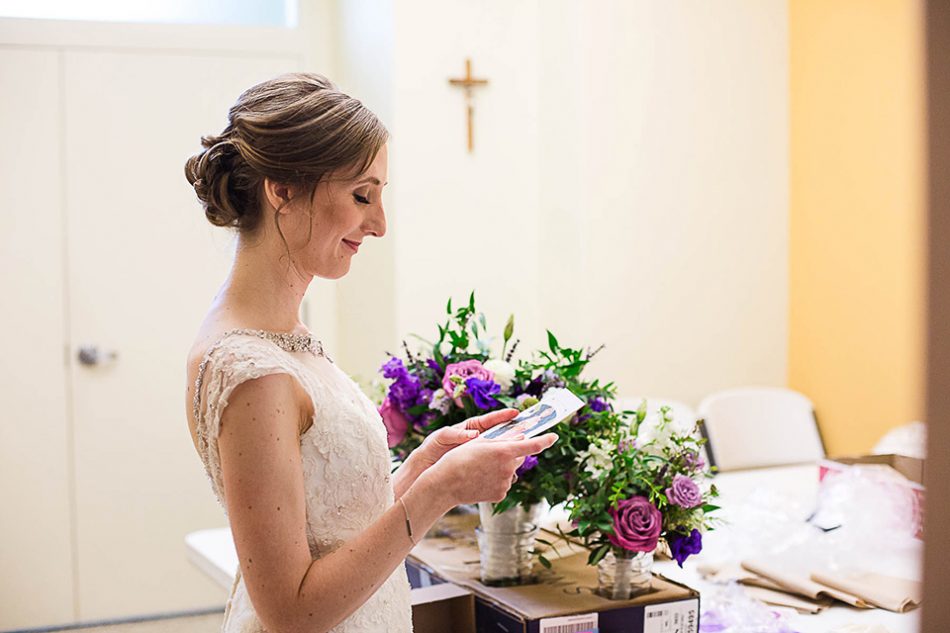 bride reads letter from her groom