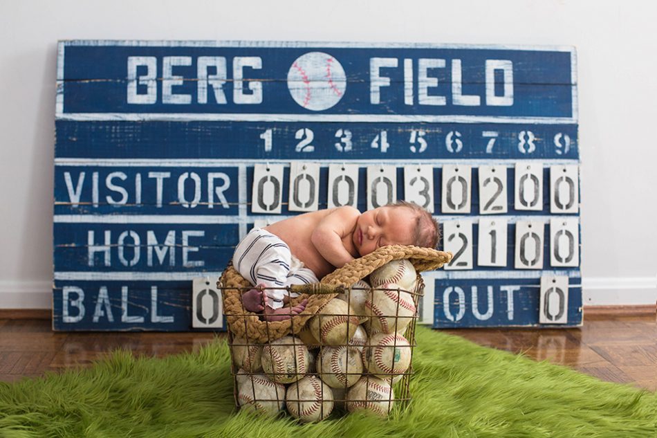 Baseball themed newborn pictures, Cincinnati Newborn Photographer
