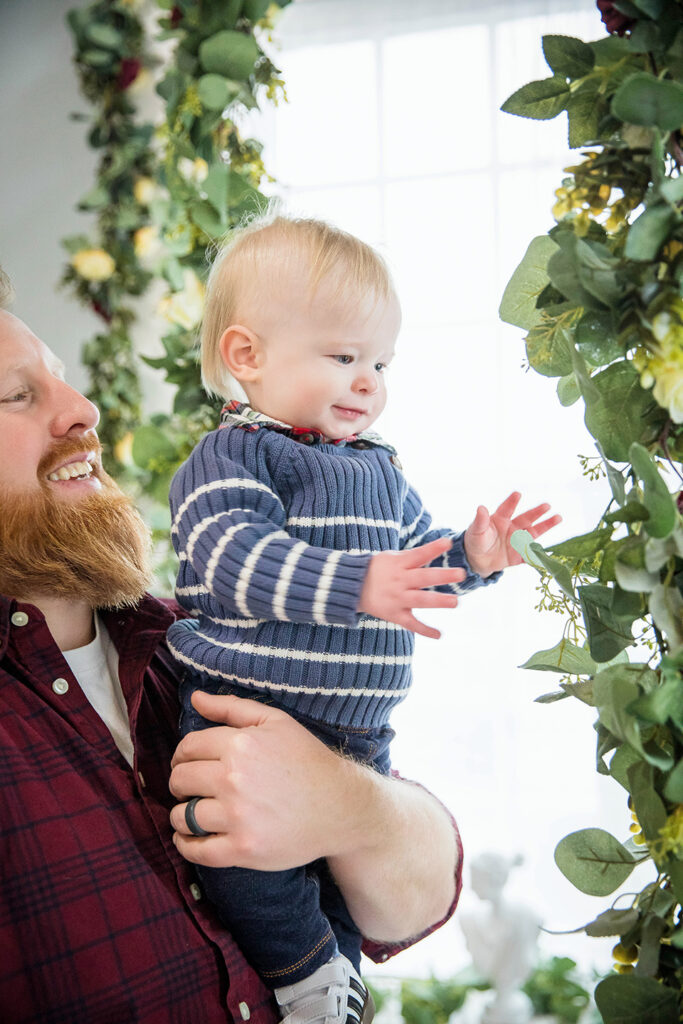 Cincinnati toddler playing and giggling in a milestone photography session.