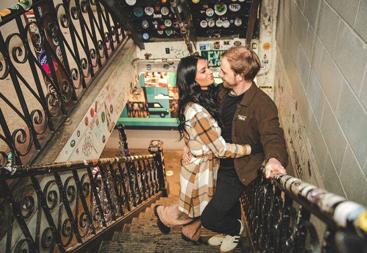 Romantic indoor shot at Rhinegeist Brewery with warm lighting and a cozy atmosphere