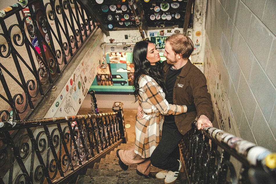 Romantic indoor shot at Rhinegeist Brewery with warm lighting and a cozy atmosphere