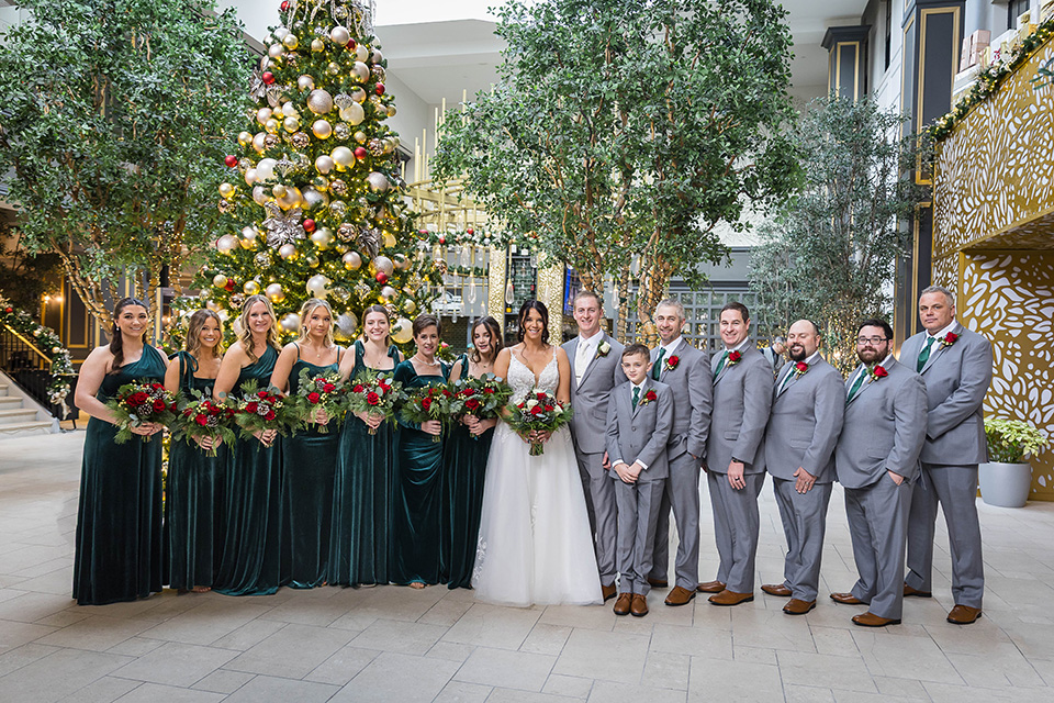 wedding party at lytle park hotel at Christmastime 