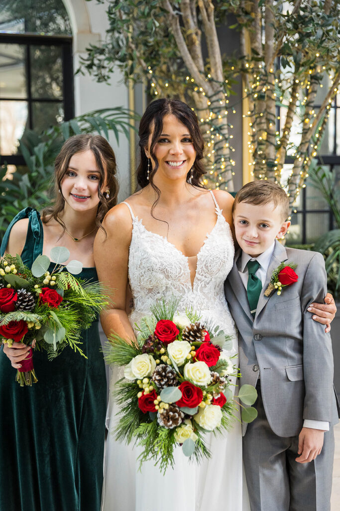 bride and her children portraits at the lytle park hotel in cincinnati oh