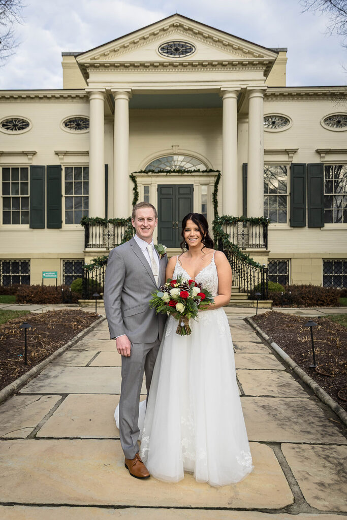 wedding portraits at the taft house at Christmas time cincinnati oh