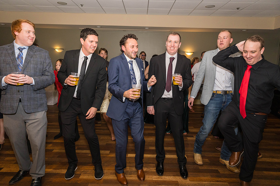 groom dancing with his friends at his cincinnati wedding reception 